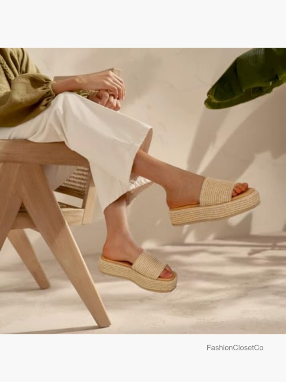 Jute Platform Espadrille Sandals - Slip On Wedges with Ankle Strap - Bohemia - Picture 2 of 7